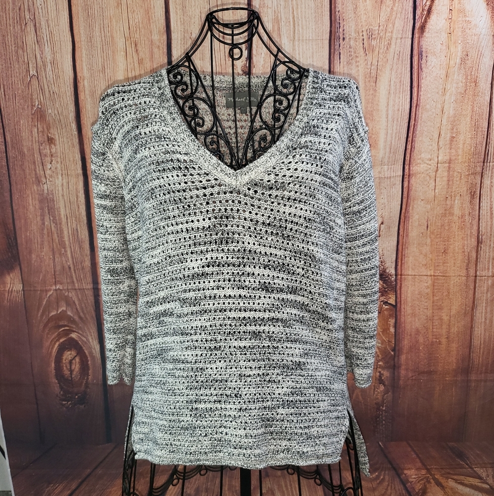Michael Stars Melange Marled V Neck High Low Hem Sweater SZ XS/S😎2 for 30